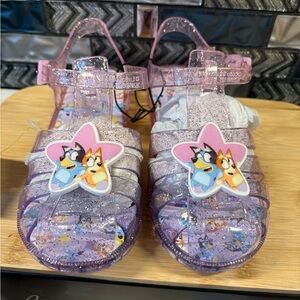 Lucy Kids Sparkly Purple Sandals with Character Design